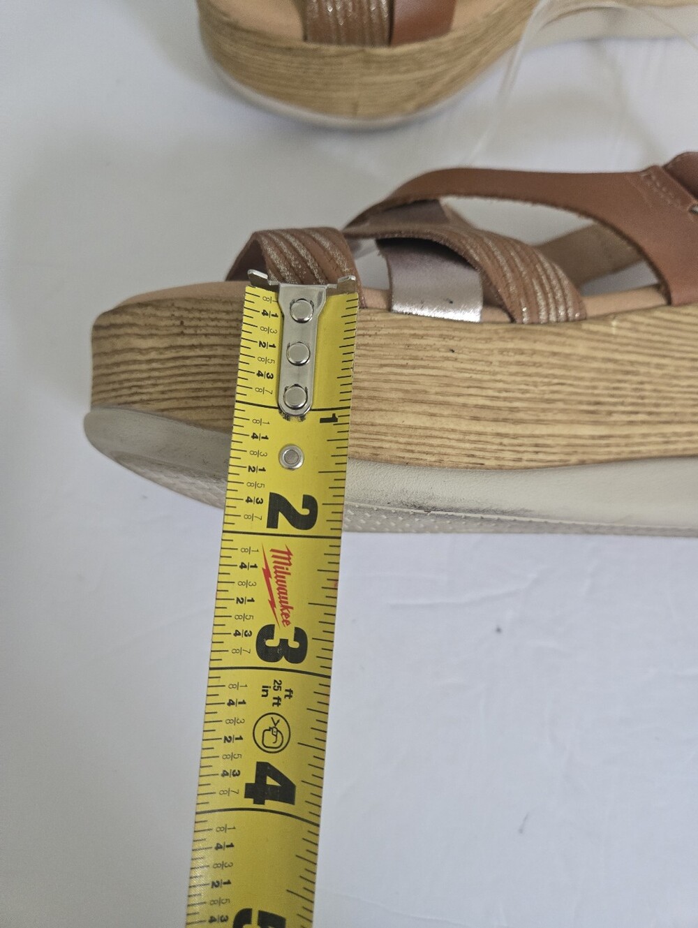 Light Brown Leather Strappy Platform Sandals Size 36 - Picture 13 of 14